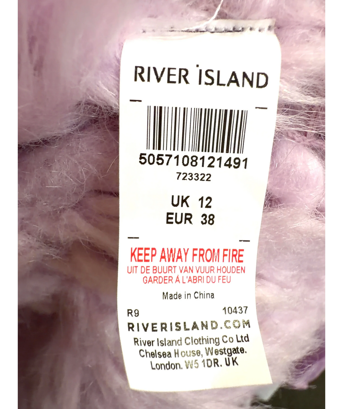 River Island lilac Colour, size UK 12 — label
