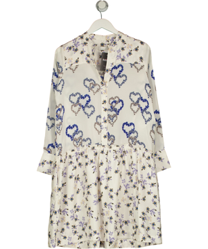 Sandro White & Blue 100% SIlk  Floral Dress UK 12
