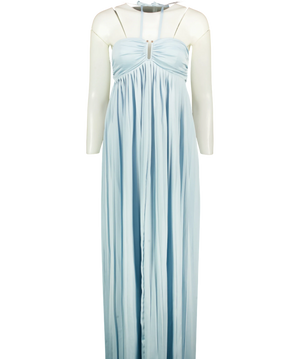 Club L Blue Pleated Halter Maxi Dress UK 6