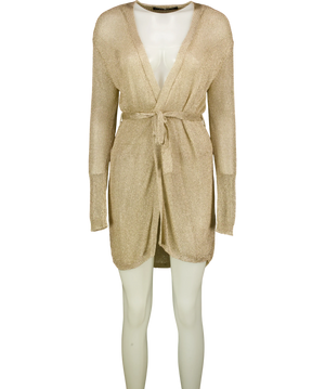Lioness Metallic Gold V-Neck Cardigan UK XXS
