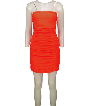 Anthropologie Orange Strapless Mesh Dress UK S