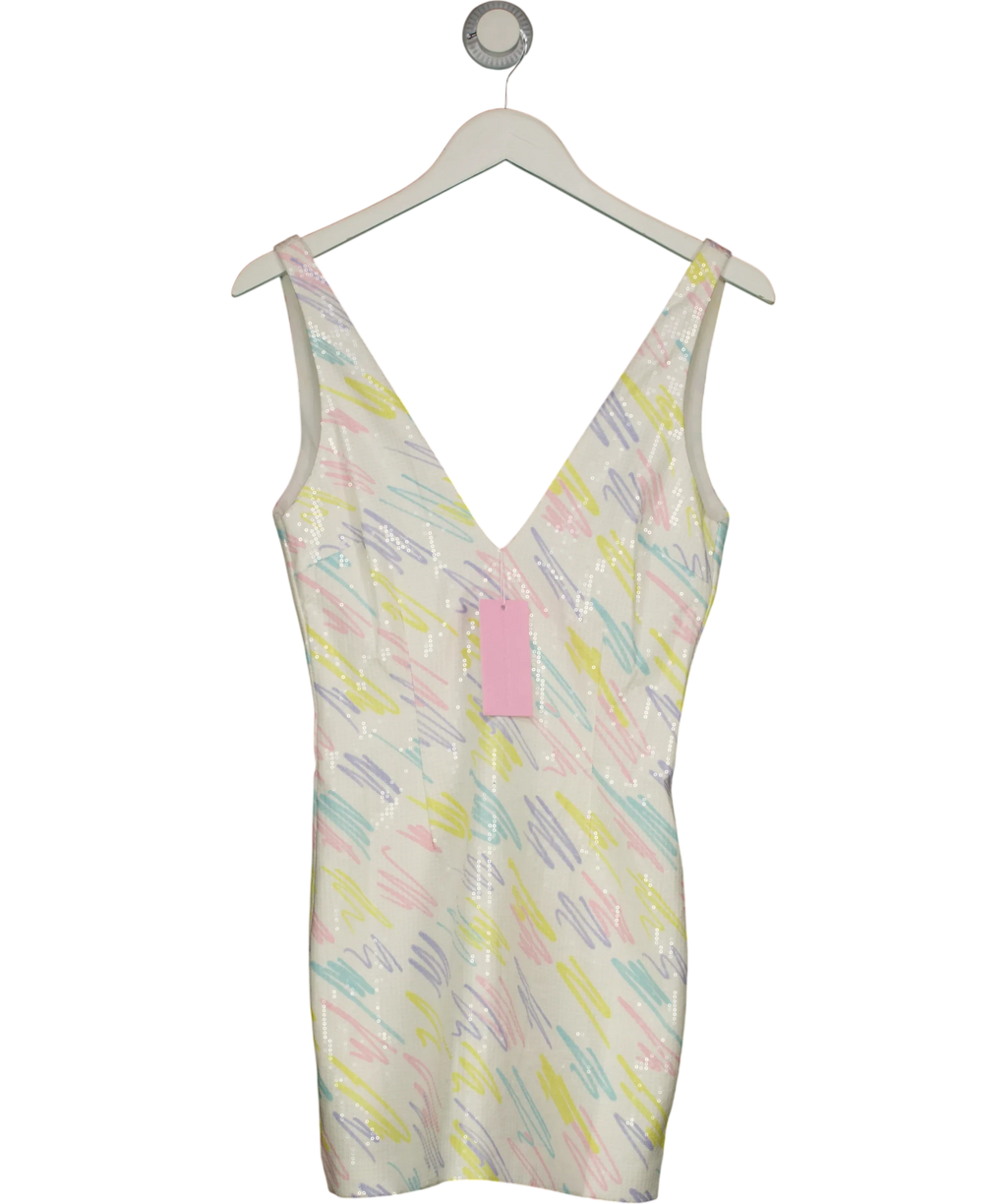 Runaway By Rozalia White The Squiggle Mini Dress, size UK XS — front