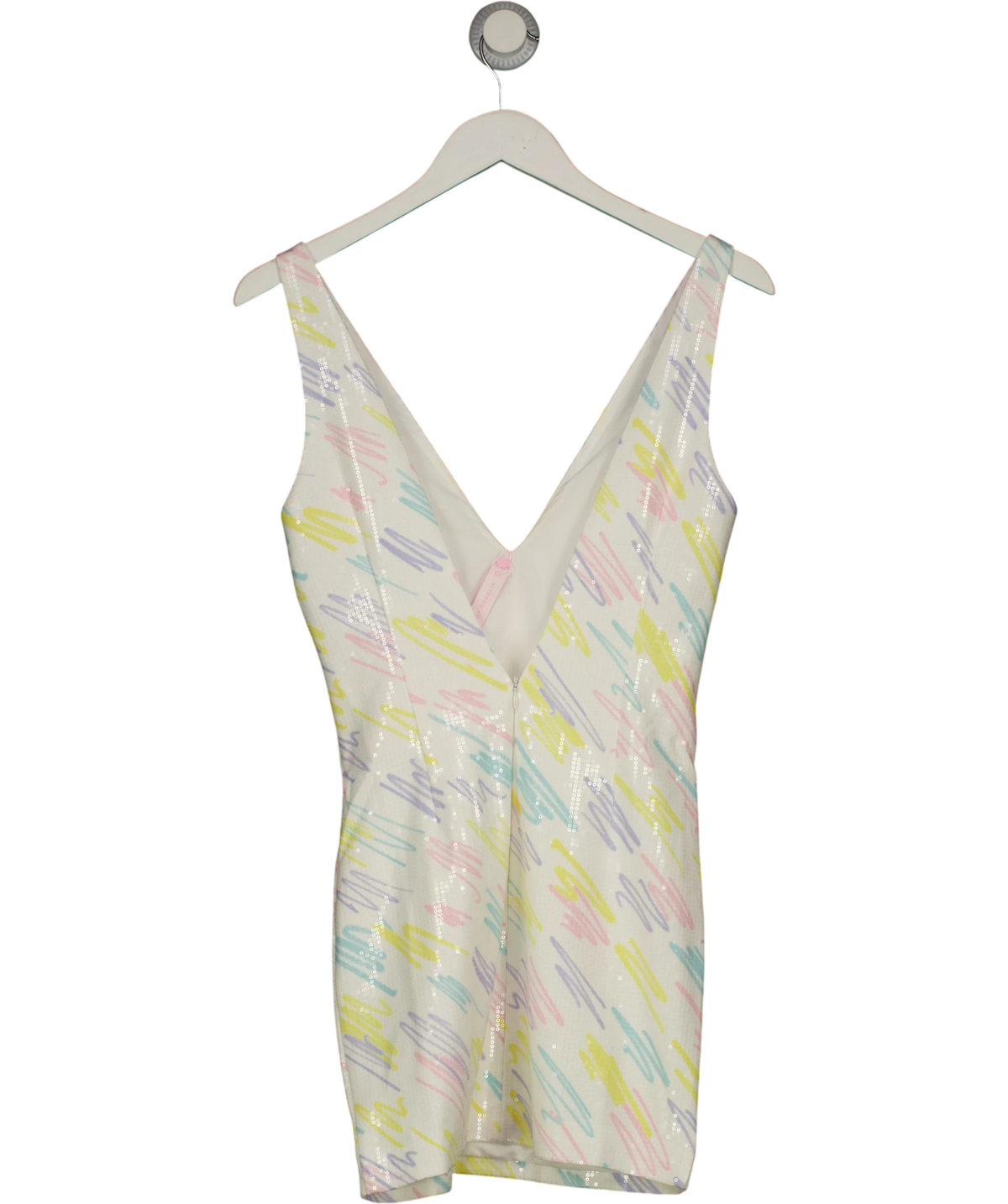 Runaway By Rozalia White The Squiggle Mini Dress, size UK XS — back
