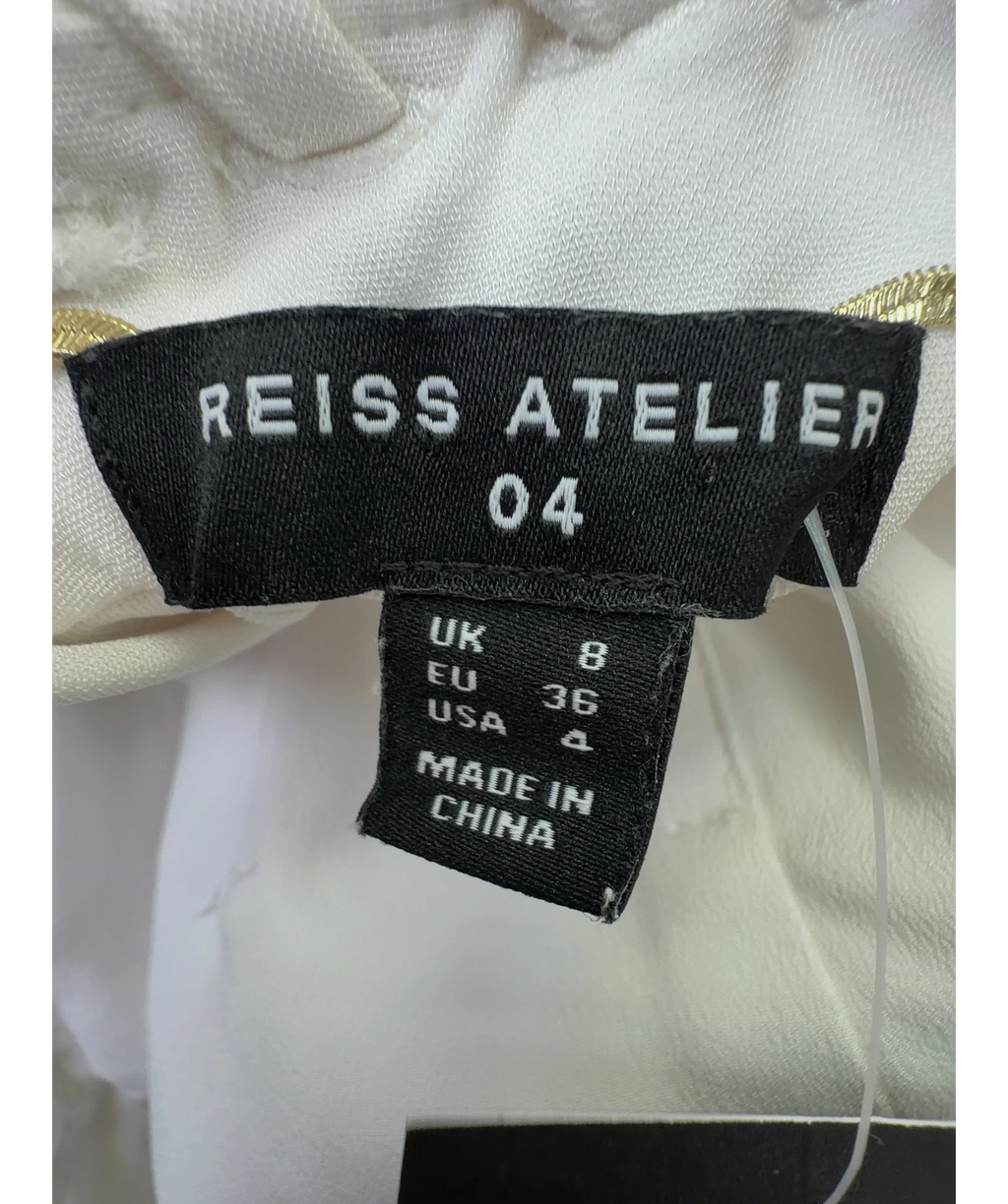 REISS White Atelier Max Whipstitch Wide-Leg Jumpsuit, size UK 8 — detail
