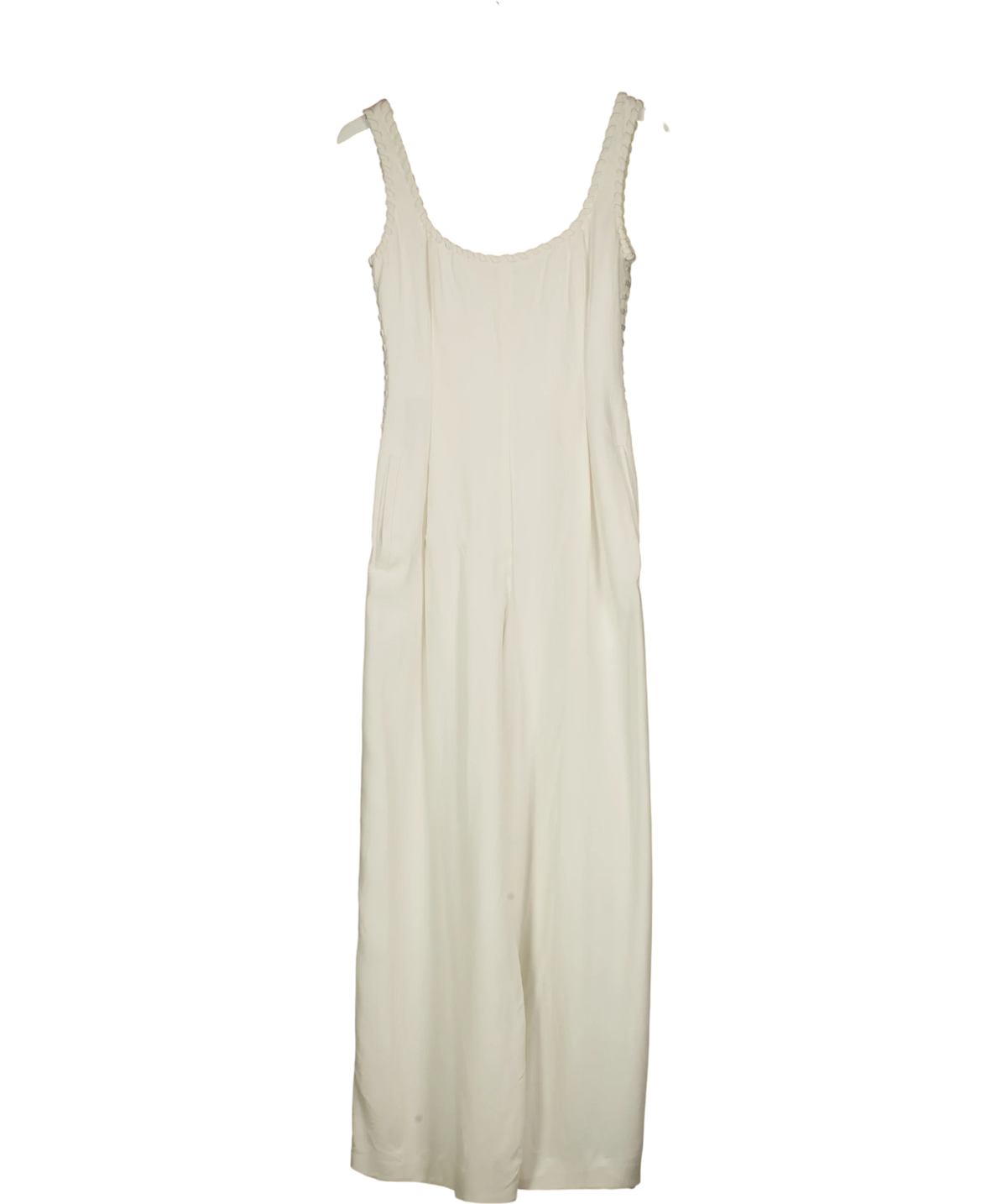REISS White Atelier Max Whipstitch Wide-Leg Jumpsuit, size UK 8 — front