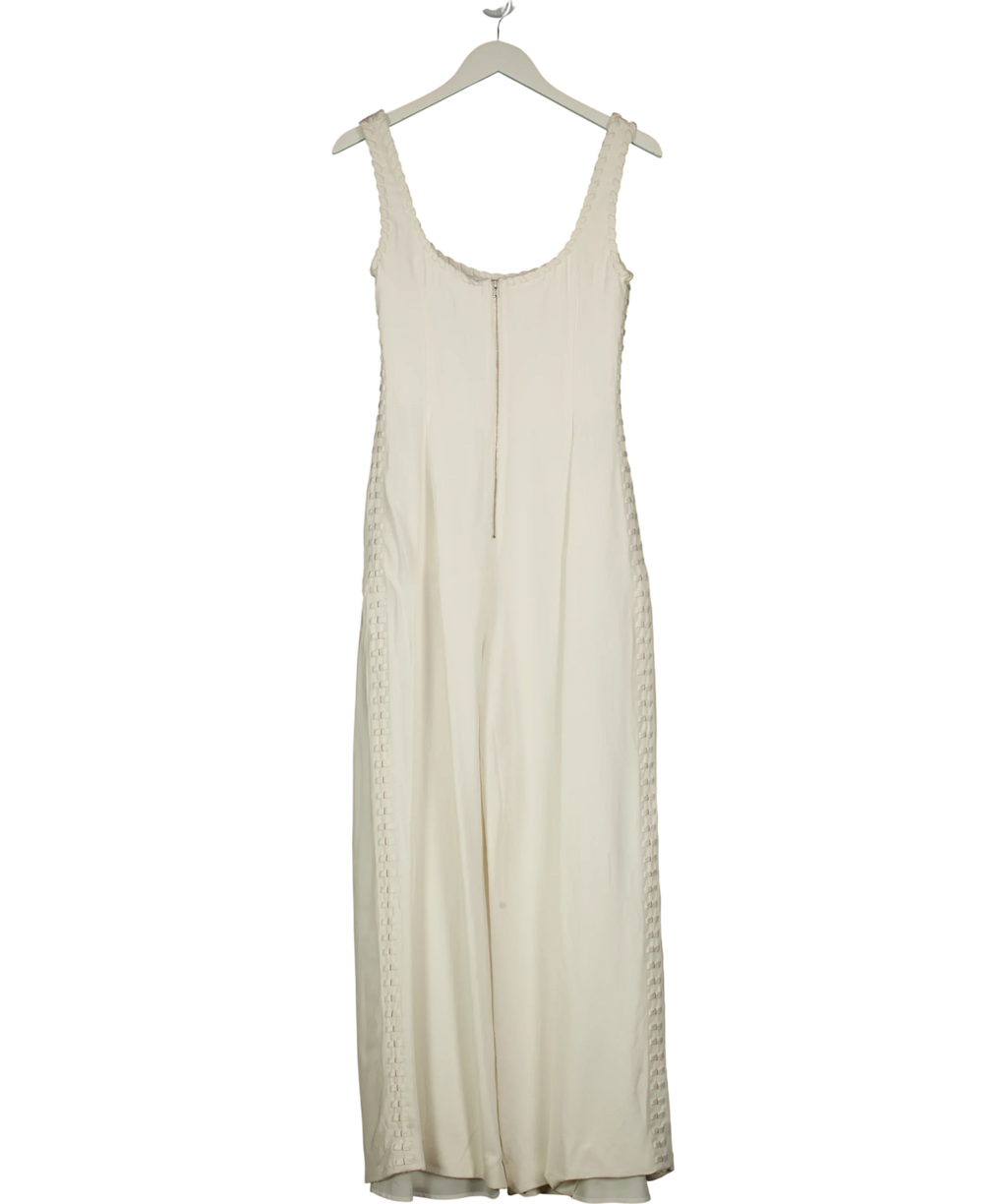 REISS White Atelier Max Whipstitch Wide-Leg Jumpsuit, size UK 8 — back