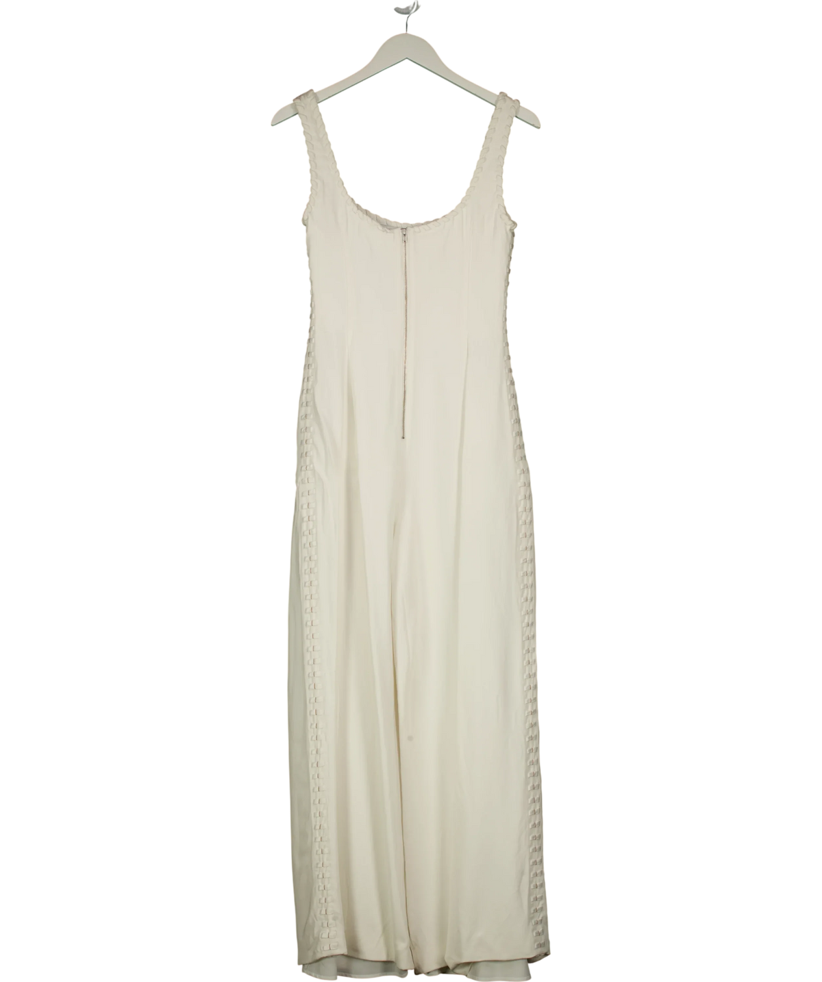 REISS White Atelier Max Whipstitch Wide-Leg Jumpsuit, size UK 8 — back