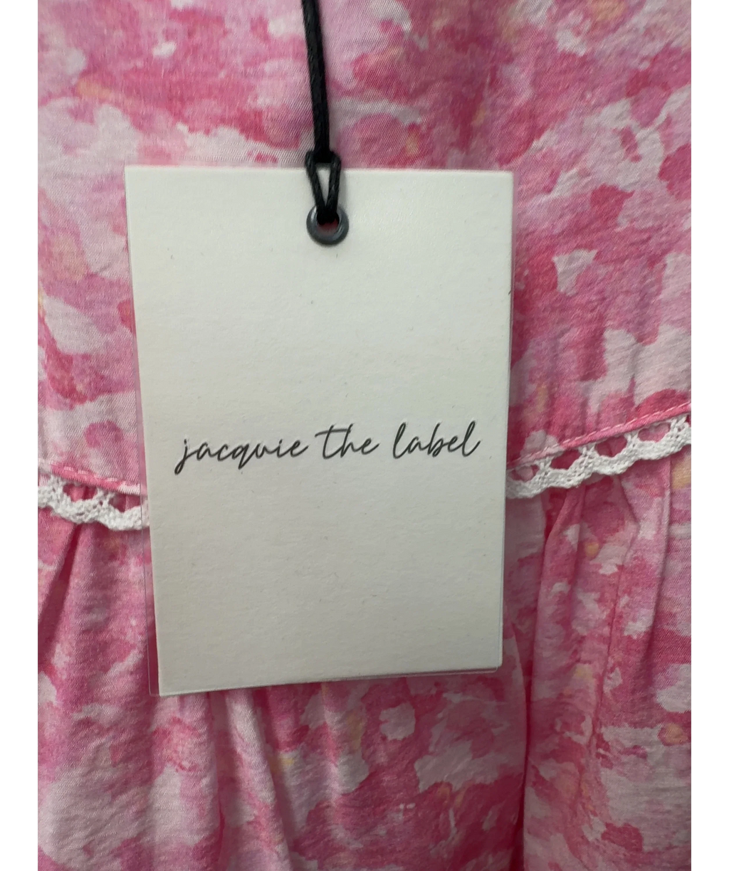 Jacquie the Label Pink Floral Print Mini Dress, size UK S — detail