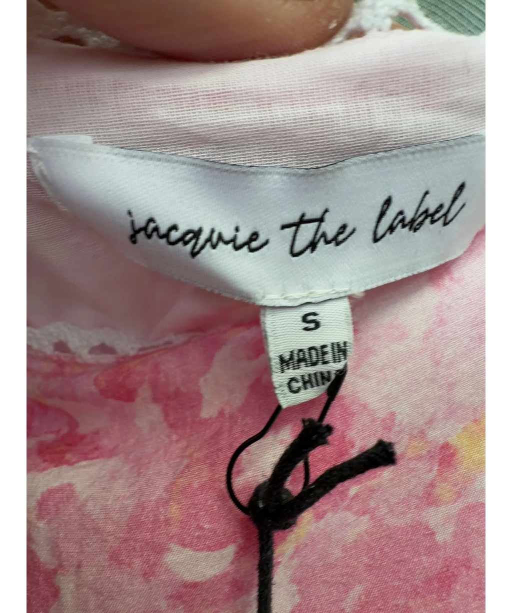 Jacquie the Label Pink Floral Print Mini Dress, size UK S — care label