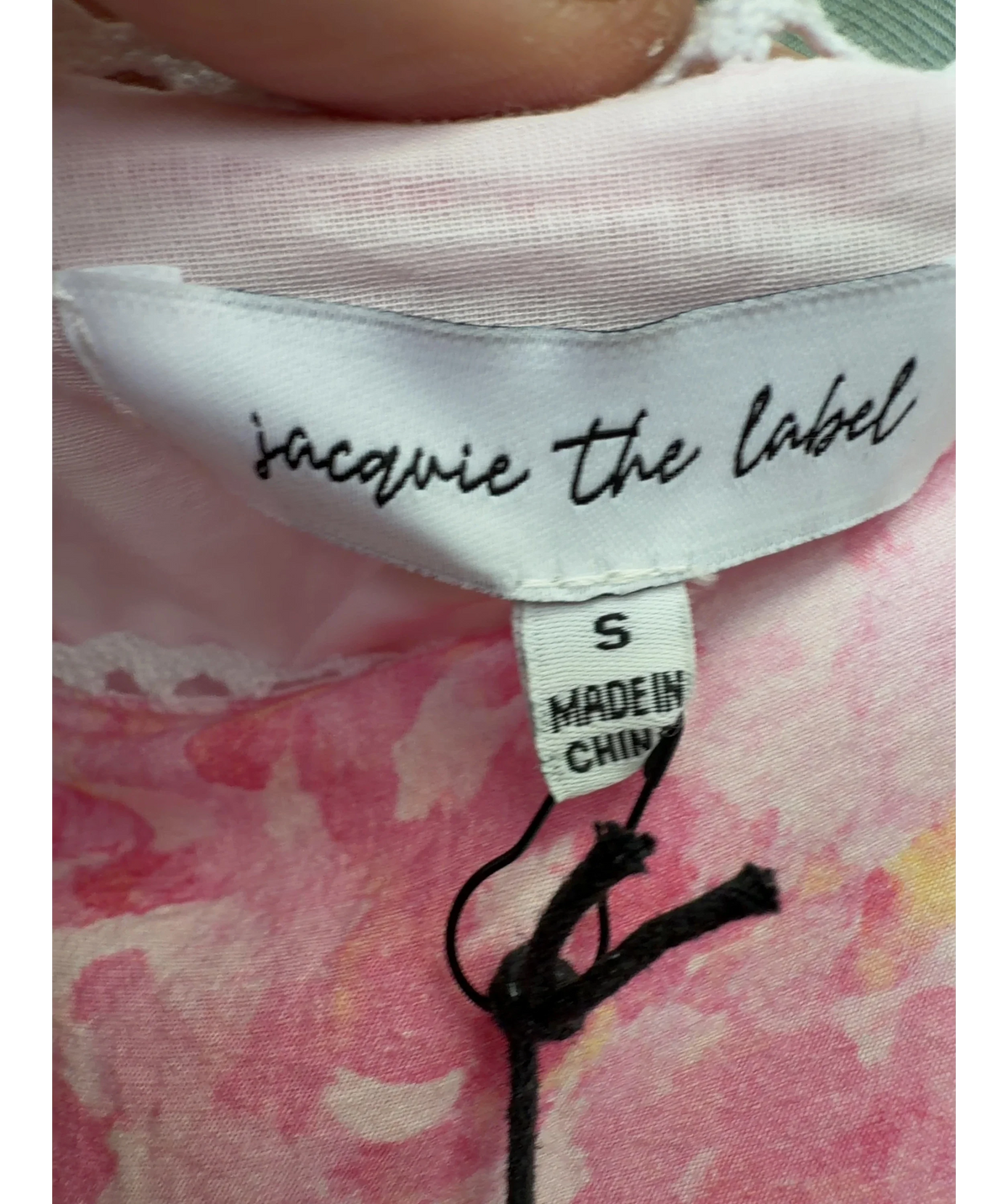 Jacquie the Label Pink Floral Print Mini Dress, size UK S — care label