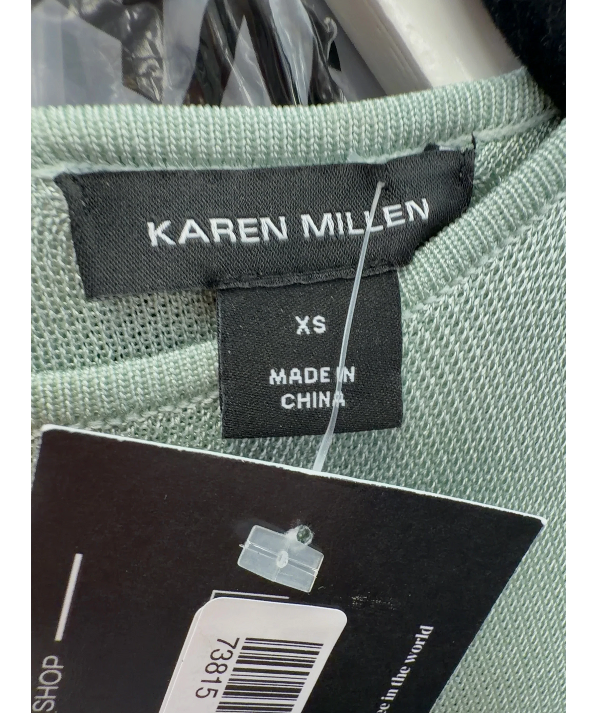 KAREN MILLEN Green Viscose Blend Slinky Sheer Lace Detail Asymmetric Knit Maxi Dress, size UK XS — care label