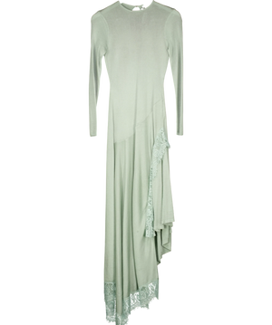 Karen Millen Viscose Slinky Lace Maxi Dress Green XS