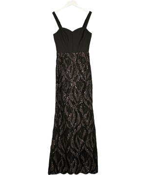 Lipsy Premium Black And Metallic Sequin Maxi Dress UK 6