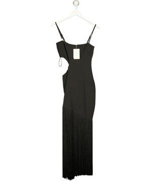 Pretty Lavish Arcelia Asymmetric Fringed Midaxi Dress Black UK 6
