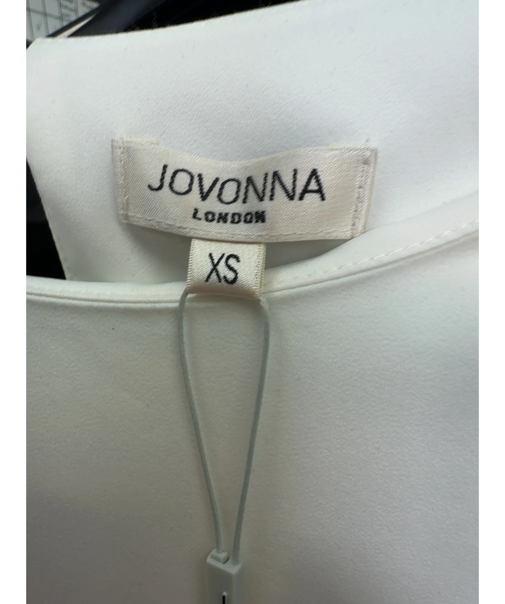 Jovonna London White colorblock pleated shift dress, size UK XS — care label