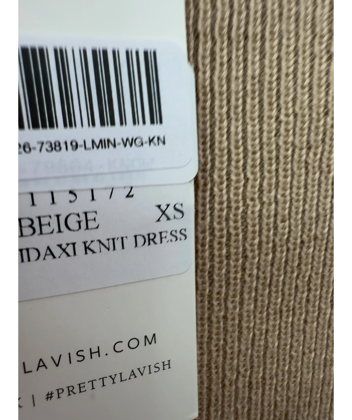 PRETTY LAVISH Beige Keira Bandeau Midaxi Knit Dress, size UK XS — care label