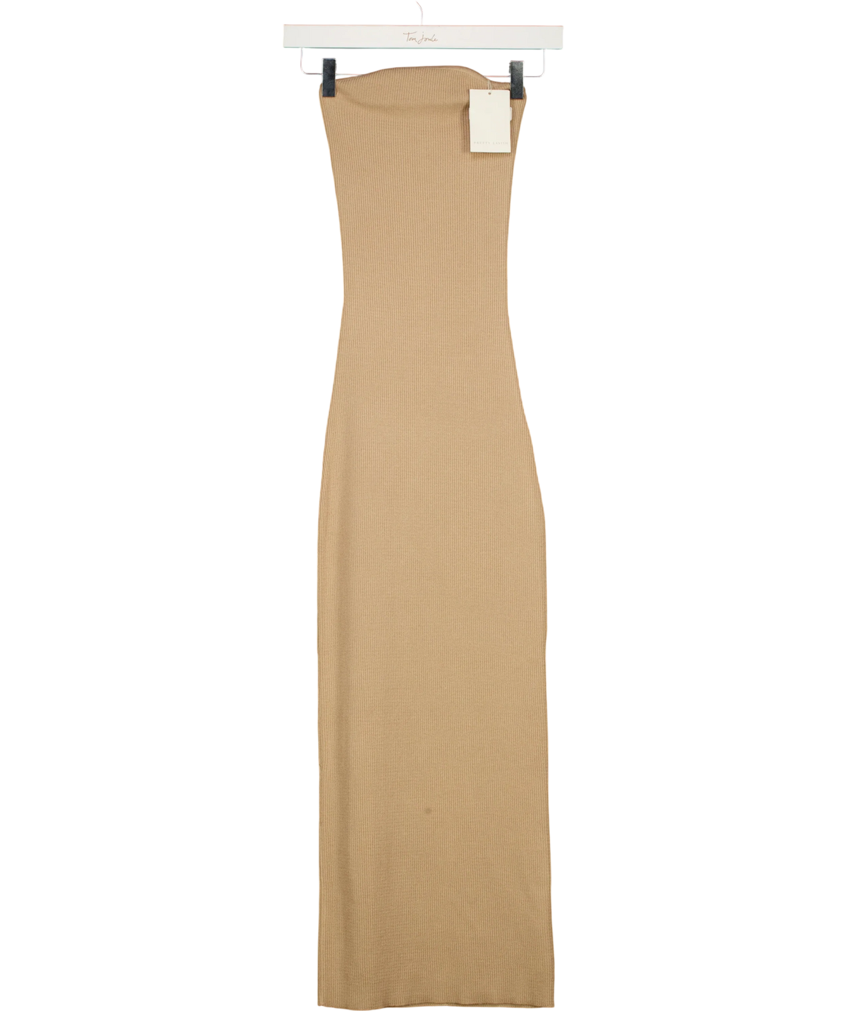 PRETTY LAVISH Beige Keira Bandeau Midaxi Knit Dress, size UK XS — front