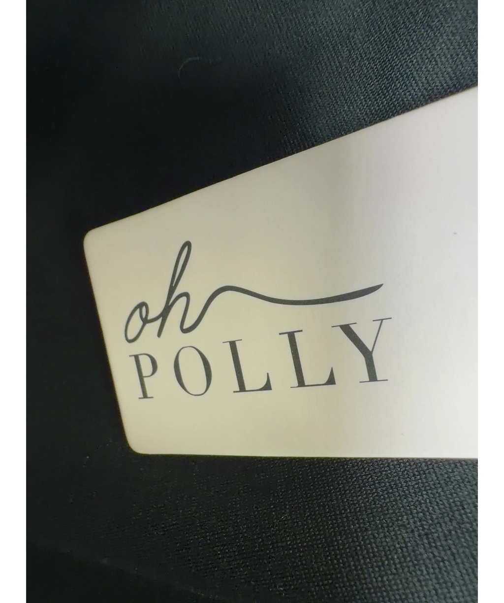 OH POLLY Black metallic ruched long-sleeve mini dress, size UK 10 — detail