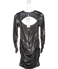 OH POLLY Black metallic ruched long-sleeve mini dress, size UK 10 — front