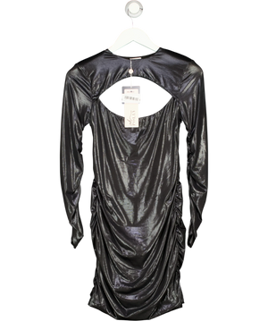 Oh Polly Metallic Ruched Long-Sleeve Mini Dress UK 10