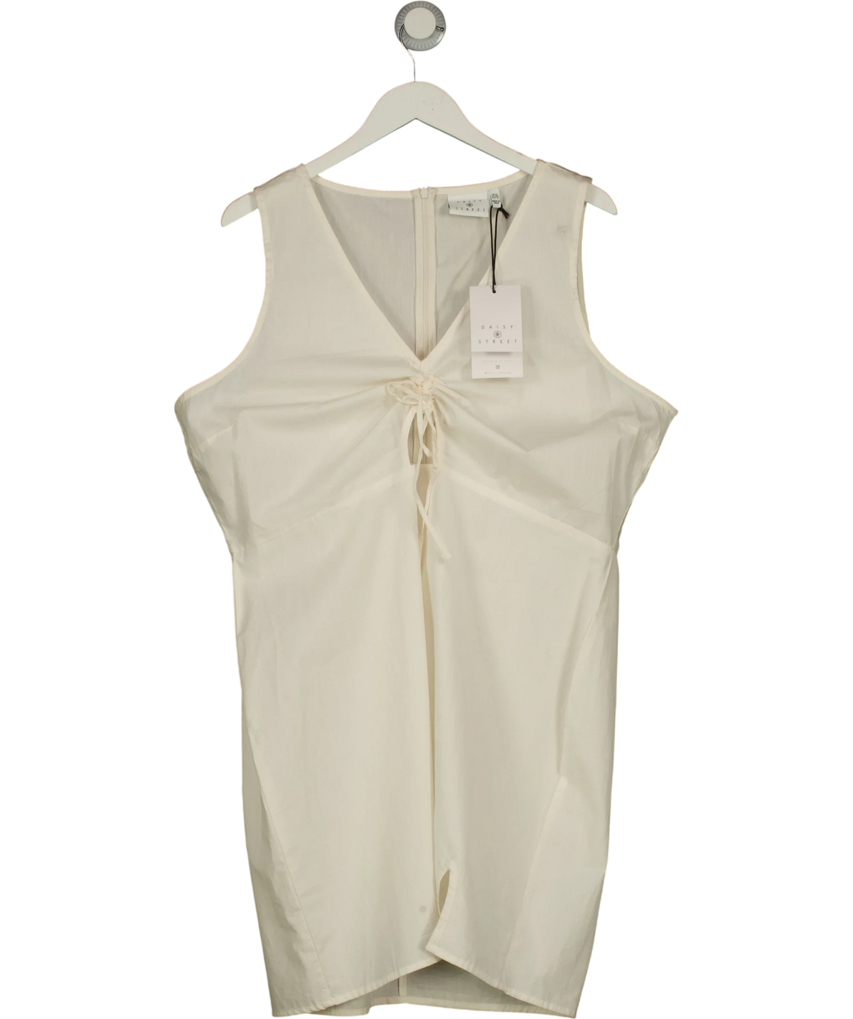Daisy Street White Plus 90s Shift Dress With Ruched Bust, size UK 22 — front