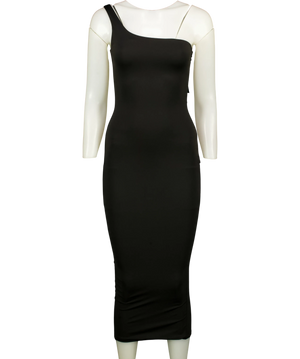 Boa Black Asymmetric Midi Dress Uk Xs