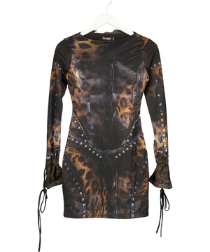 Murci Black Animal Print Mini Dress UK 8
