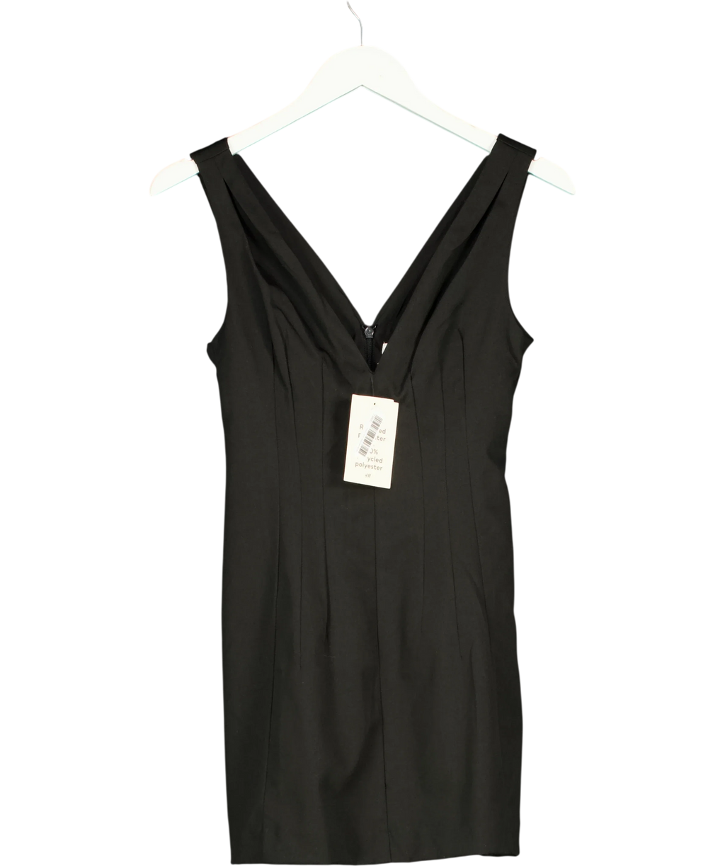 H&M Black V-Neck Waisted Dress, size UK XS — front