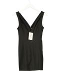 H&M Black V-Neck Waisted Dress, size UK XS — front