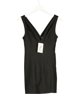 H&M V-Neck Waisted Dress Black UK XS