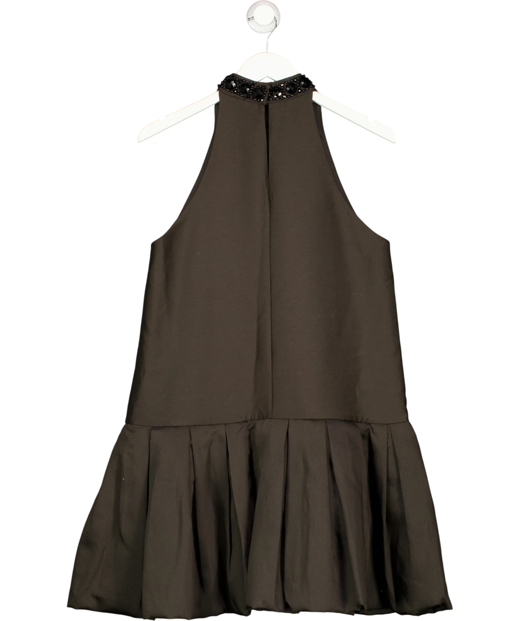 H&M Black beaded halter neck bubble-hem/drop-waist dress, size UK S — back