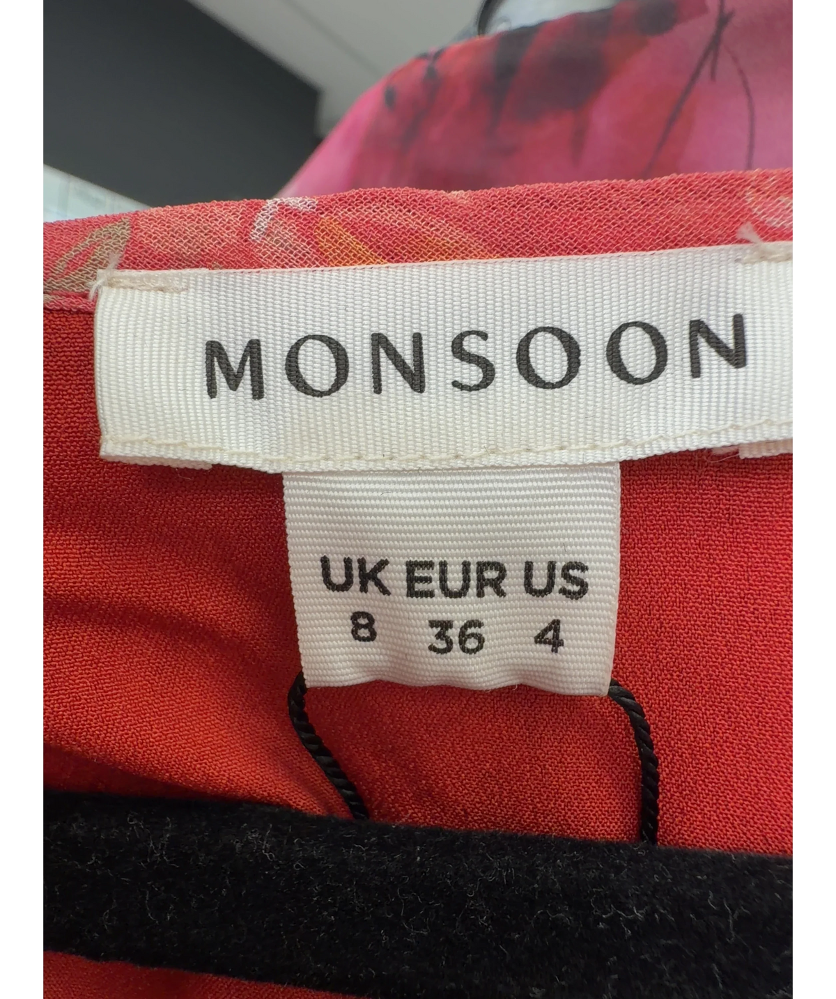 Monsoon Red Colour, size UK 8 — care label