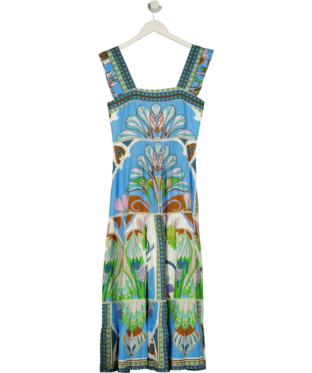 LUG VON SIGA blue Sybill Printed Linen Midi Dress, size UK 10 — front