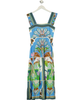 LUG VON SIGA blue Sybill Printed Linen Midi Dress, size UK 10 — front