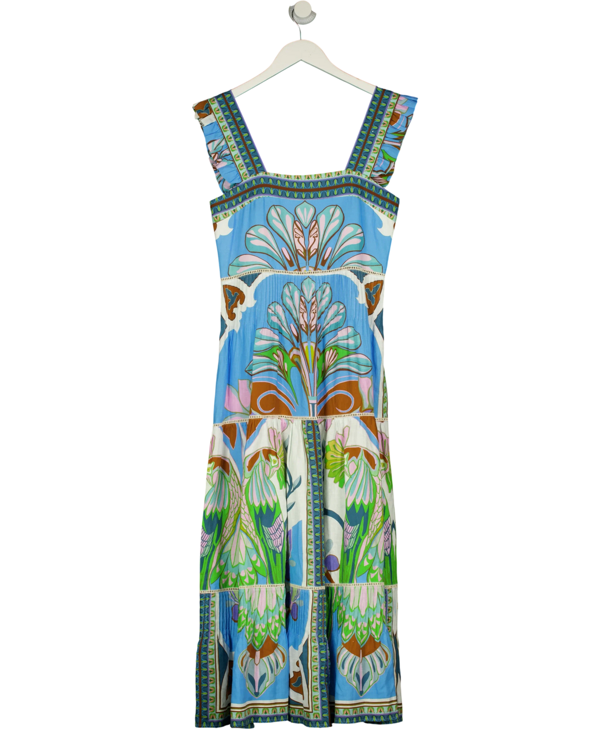 LUG VON SIGA blue Sybill Printed Linen Midi Dress, size UK 10 — front
