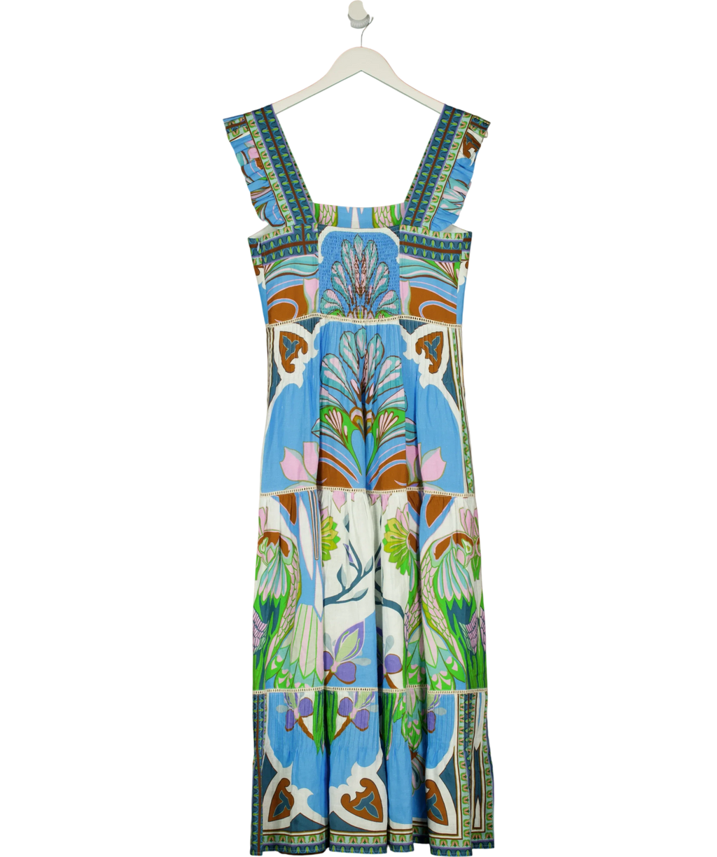 LUG VON SIGA blue Sybill Printed Linen Midi Dress, size UK 10 — back