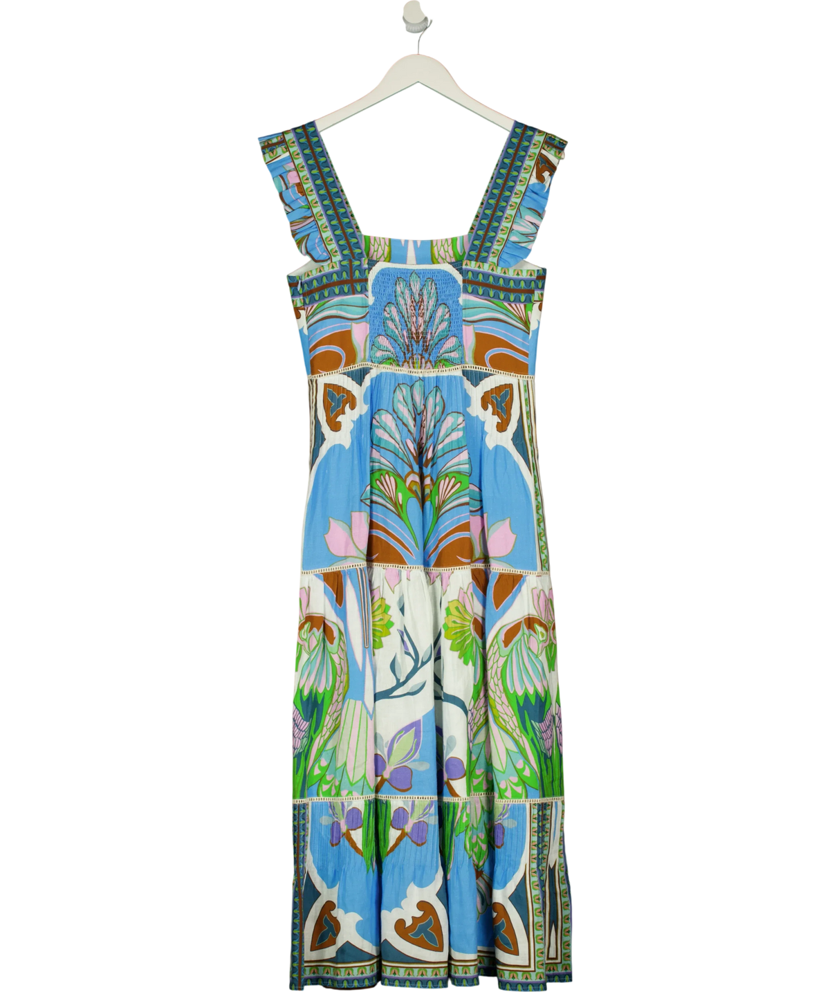 LUG VON SIGA blue Sybill Printed Linen Midi Dress, size UK 10 — back