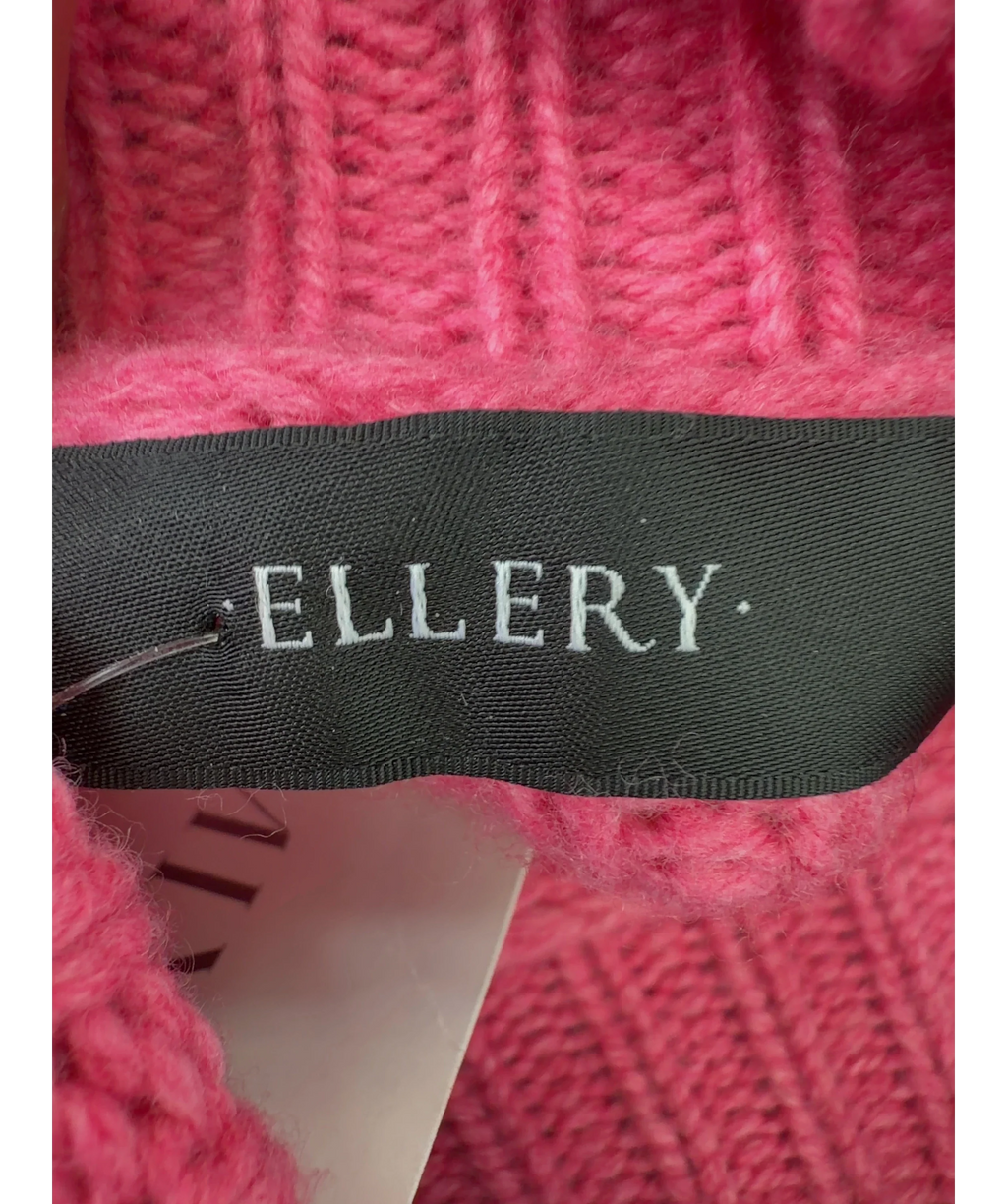 ELLERY Pink Wallerian Oversize Side Tie Slit Turtleneck Sweater, size UK M — detail