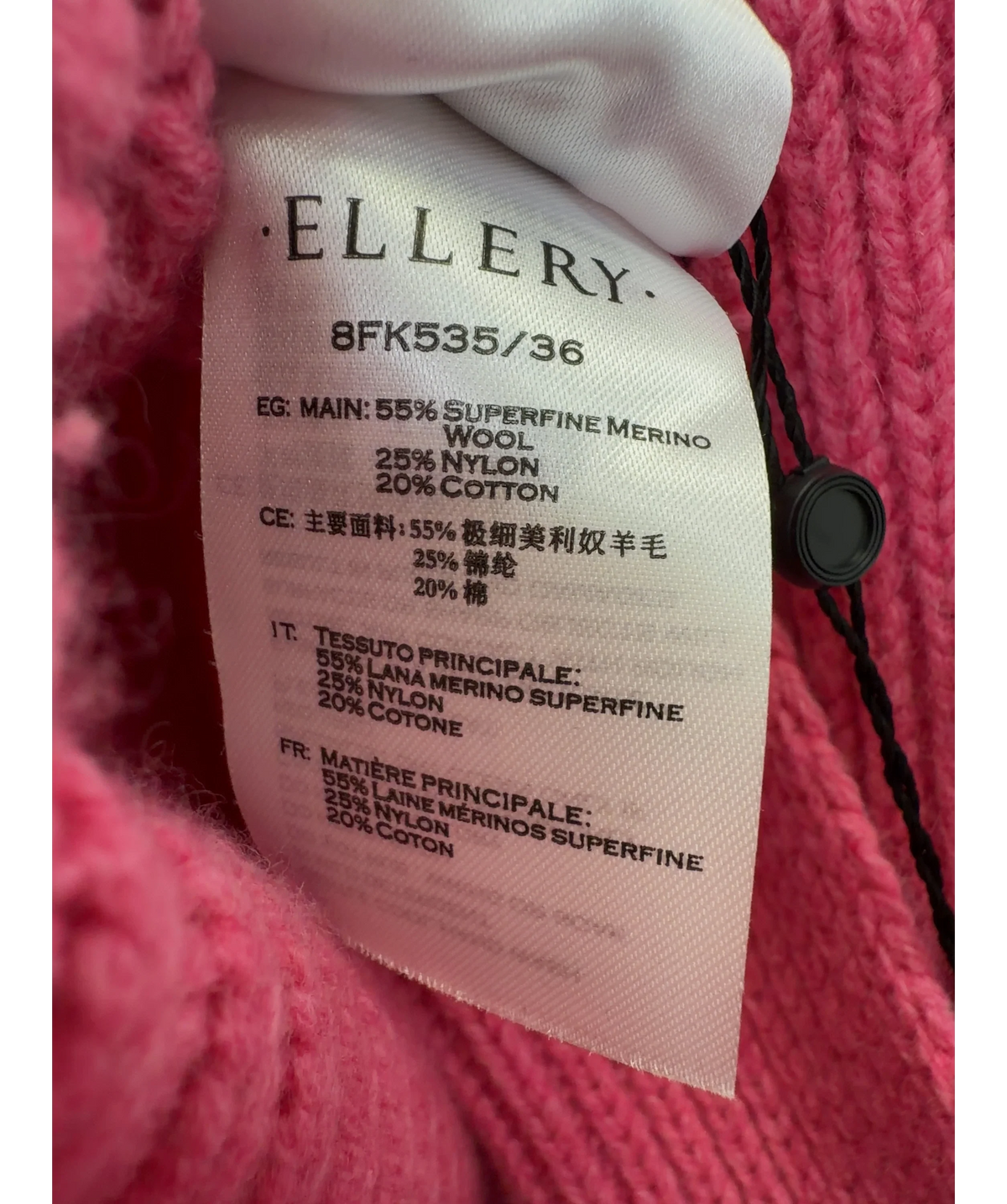 ELLERY Pink Wallerian Oversize Side Tie Slit Turtleneck Sweater, size UK M — label