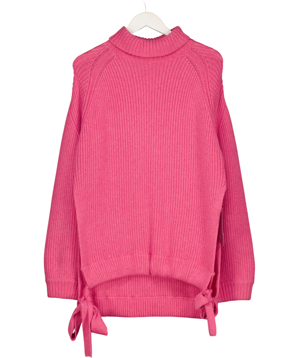 ELLERY Pink Wallerian Oversize Side Tie Slit Turtleneck Sweater, size UK M — front