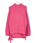 ELLERY Pink Wallerian Oversize Side Tie Slit Turtleneck Sweater, size UK M — front