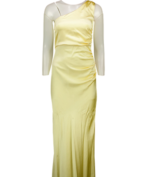Six Stories Yellow One-Shoulder Satin Maxi Dress UK 8