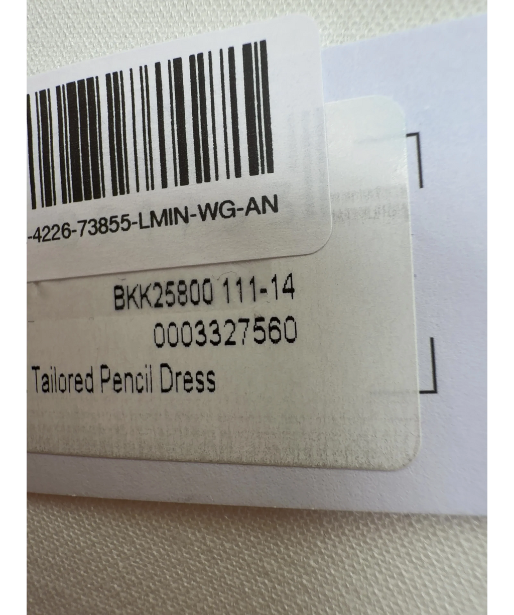 KAREN MILLEN Beige Compact Stretch Colourblock Tailored Pencil Dress, size UK 6 — label