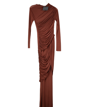 C.DAM Brown Asymmetric Midi Dress UK 10