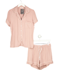 Joyaria Pink Women's Cooling Bamboo Viscose Pyjamas Short Sleeve Set, size UK S — front