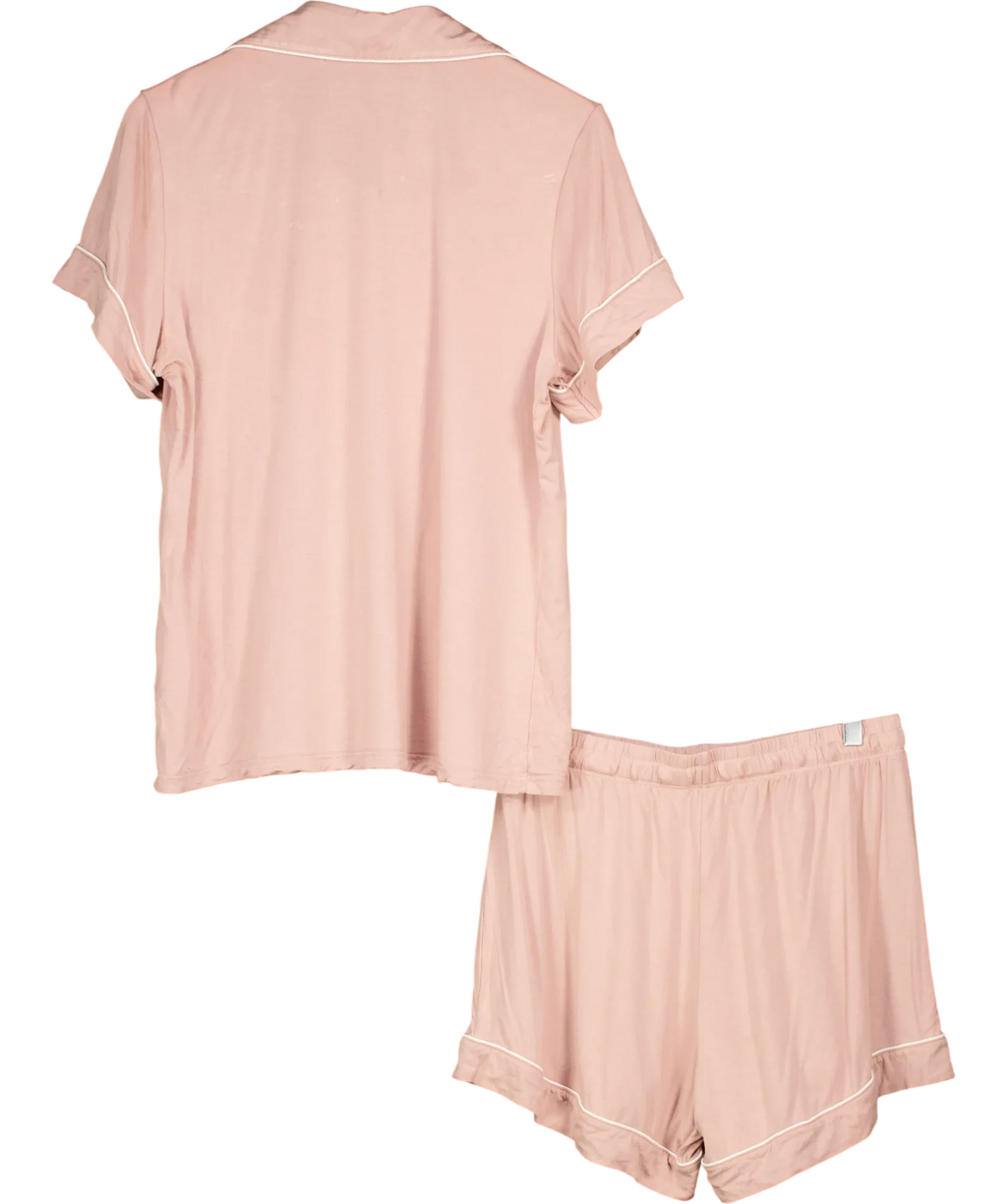 Joyaria Pink Women's Cooling Bamboo Viscose Pyjamas Short Sleeve Set, size UK S — back