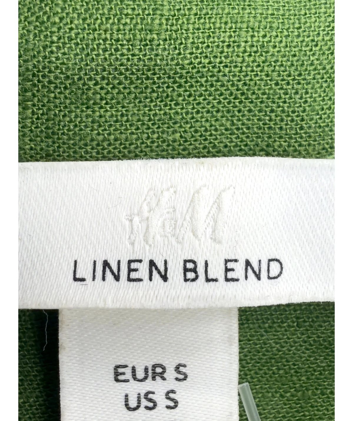 H&M Green Oversized Linen-blend Shirt, size UK S — detail