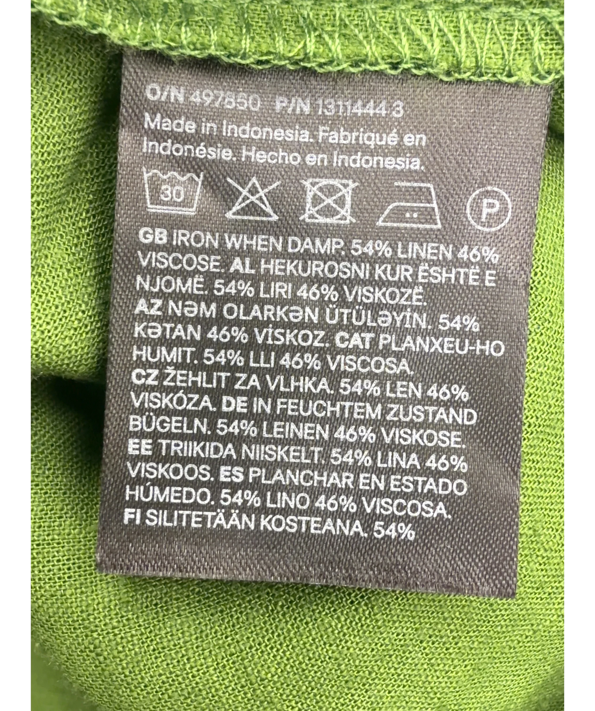 H&M Green Oversized Linen-blend Shirt, size UK S — label