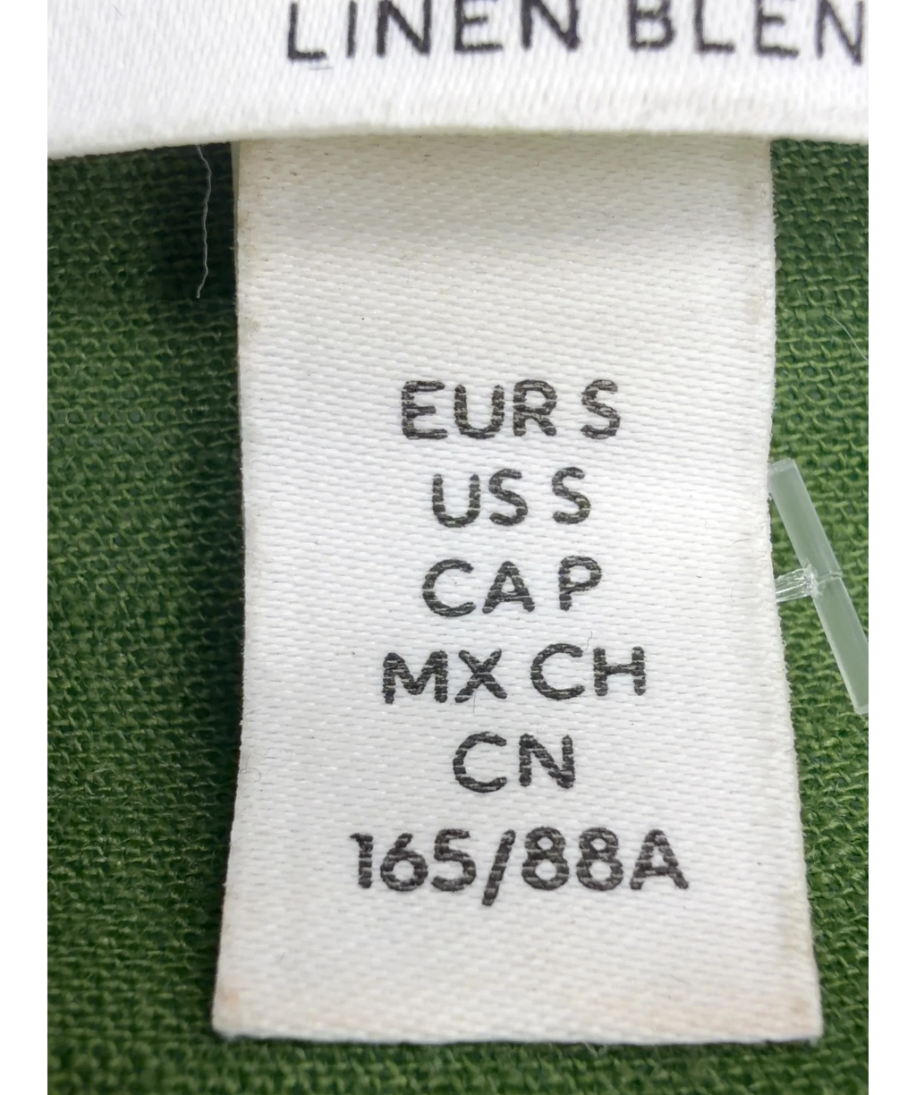 H&M Green Oversized Linen-blend Shirt, size UK S — care label
