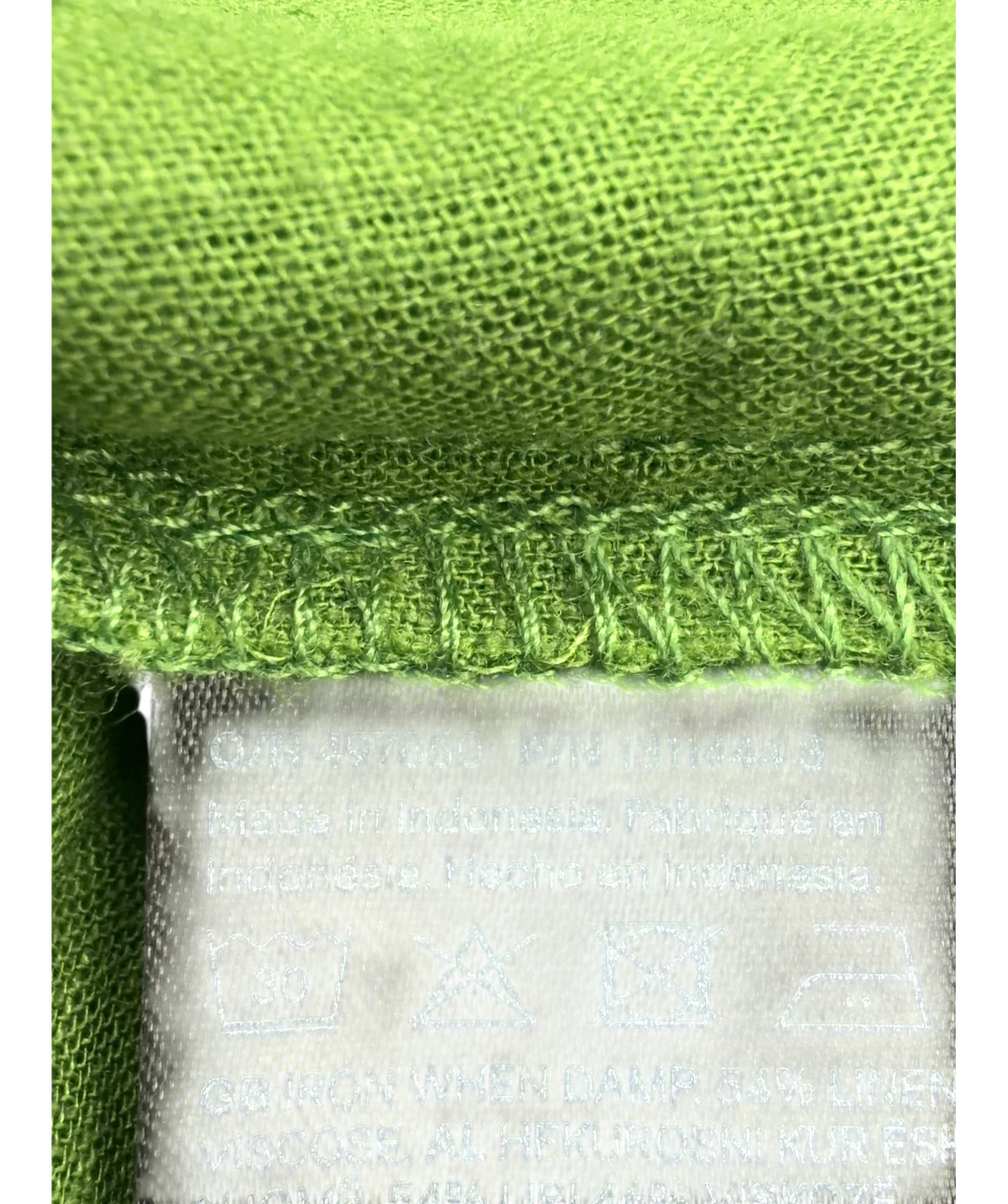 H&M Green Oversized Linen-blend Shirt, size UK S — fabric detail